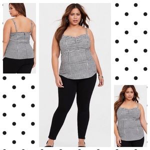 TORRID B/W Gingham Stretch Poplin Cami Tank Top